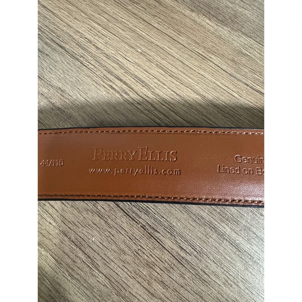 Perry‎ Ellis Mens Black Genuine Leather Dress Belt Size 44 1P35150